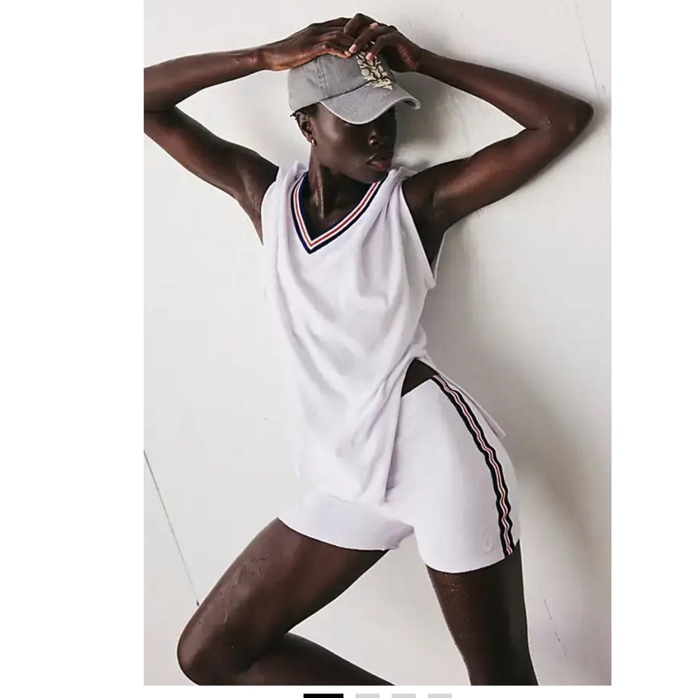 Free People White Tunic Set with Black Stripes